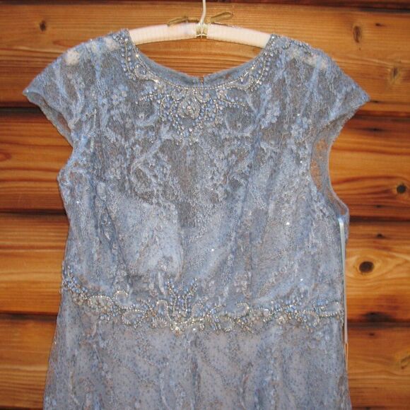 MAC DUGGAL  79430 Womens Blue Embroidered Cap Sleeve A Line Gown - Picture 7 of 14